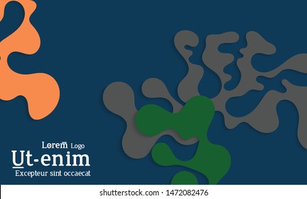Abstract web templates with wavy cut out of paper layered shapes with realistic shadow. Social media web banner. Bright colored isolated. Overlapping paper cut shapes on gradient background.