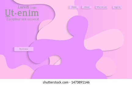 Abstract web templates with wavy cut out of paper layered shapes with realistic shadow. Social media web banner. Bright colored isolated. Overlapping paper cut shapes on gradient background.
