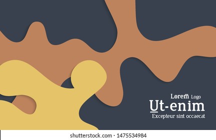 Abstract web templates with wavy cut out of paper layered shapes with realistic shadow. Social media web banner. Bright colored isolated. Overlapping paper cut shapes on gradient background.