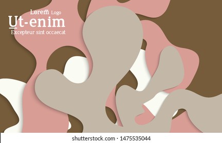 Abstract web templates with wavy cut out of paper layered shapes with realistic shadow. Social media web banner. Bright colored isolated. Overlapping paper cut shapes on gradient background.