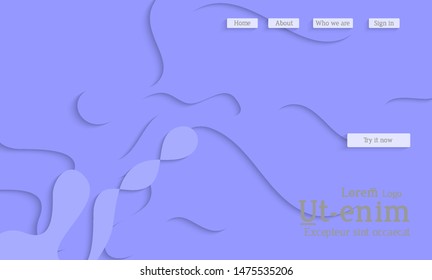 Abstract web templates with wavy cut out of paper layered shapes with realistic shadow. Social media web banner. Bright colored isolated. Overlapping paper cut shapes on gradient background.