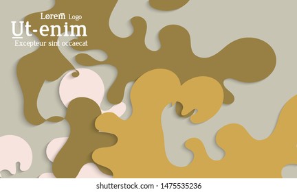 Abstract web templates with wavy cut out of paper layered shapes with realistic shadow. Social media web banner. Bright colored isolated. Overlapping paper cut shapes on gradient background.