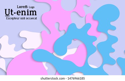 Abstract web templates with wavy cut out of paper layered shapes with realistic shadow. Social media web banner. Bright colored isolated. Overlapping paper cut shapes on gradient background.