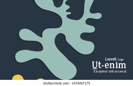 Abstract web templates with wavy cut out of paper layered shapes with realistic shadow. Social media web banner. Bright colored isolated. Overlapping paper cut shapes on gradient background.