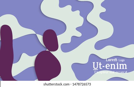 Abstract web templates with wavy cut out of paper layered shapes with realistic shadow. Social media web banner. Bright colored isolated. Overlapping paper cut shapes on gradient background.