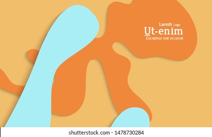 Abstract web templates with wavy cut out of paper layered shapes with realistic shadow. Social media web banner. Bright colored isolated. Overlapping paper cut shapes on gradient background.