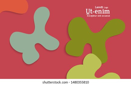 Abstract web templates with wavy cut out of paper layered shapes with realistic shadow. Social media web banner. Bright colored isolated. Overlapping paper cut shapes on gradient background.