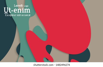 Abstract web templates with wavy cut out of paper layered shapes with realistic shadow. Social media web banner. Bright colored isolated. Overlapping paper cut shapes on gradient background.