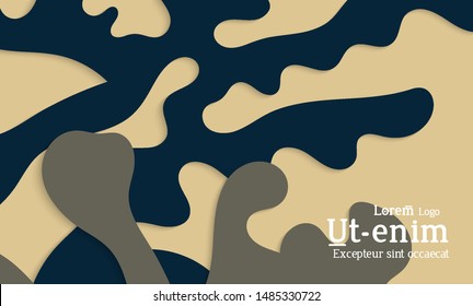 Abstract web templates with wavy cut out of paper layered shapes with realistic shadow. Social media web banner. Bright colored isolated. Overlapping paper cut shapes on gradient background.