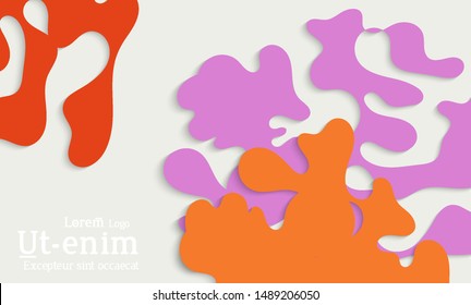 Abstract web templates with wavy cut out of paper layered shapes with realistic shadow. Social media web banner. Bright colored isolated. Overlapping paper cut shapes on gradient background.