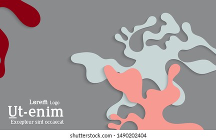 Abstract web templates with wavy cut out of paper layered shapes with realistic shadow. Social media web banner. Bright colored isolated. Overlapping paper cut shapes on gradient background.