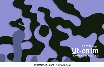 Abstract web templates with wavy cut out of paper layered shapes with realistic shadow. Social media web banner. Bright colored isolated. Overlapping paper cut shapes on gradient background.