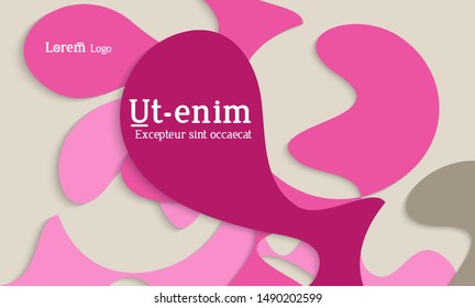 Abstract web templates with wavy cut out of paper layered shapes with realistic shadow. Social media web banner. Bright colored isolated. Overlapping paper cut shapes on gradient background.