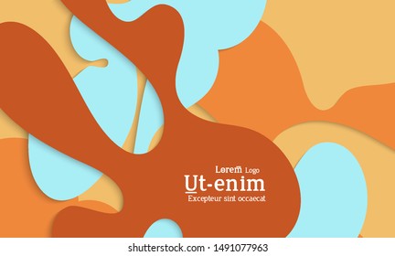 Abstract web templates with wavy cut out of paper layered shapes with realistic shadow. Social media web banner. Bright colored isolated. Overlapping paper cut shapes on gradient background.