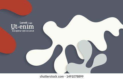 Abstract web templates with wavy cut out of paper layered shapes with realistic shadow. Social media web banner. Bright colored isolated. Overlapping paper cut shapes on gradient background.
