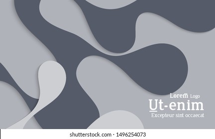 Abstract web templates with wavy cut out of paper layered shapes with realistic shadow. Social media web banner. Bright colored isolated. Overlapping paper cut shapes on gradient background.