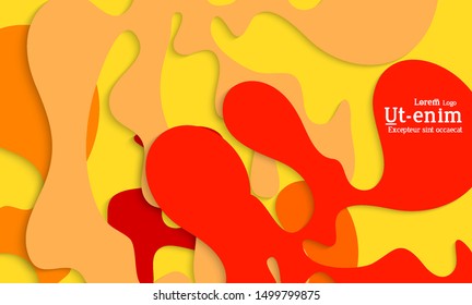 Abstract web templates with wavy cut out of paper layered shapes with realistic shadow. Social media web banner. Bright colored isolated. Overlapping paper cut shapes on gradient background.