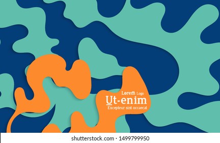 Abstract web templates with wavy cut out of paper layered shapes with realistic shadow. Social media web banner. Bright colored isolated. Overlapping paper cut shapes on gradient background.