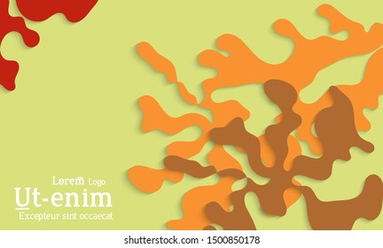 Abstract web templates with wavy cut out of paper layered shapes with realistic shadow. Social media web banner. Bright colored isolated. Overlapping paper cut shapes on gradient background.