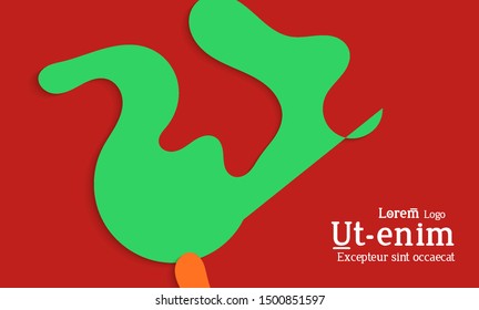 Abstract web templates with wavy cut out of paper layered shapes with realistic shadow. Social media web banner. Bright colored isolated. Overlapping paper cut shapes on gradient background.