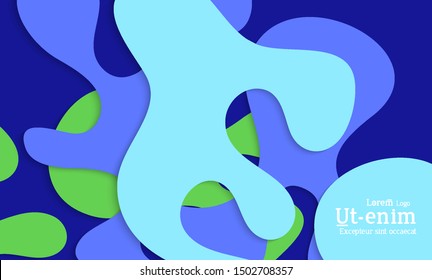 Abstract web templates with wavy cut out of paper layered shapes with realistic shadow. Social media web banner. Bright colored isolated. Overlapping paper cut shapes on gradient background.