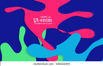 Abstract web templates with wavy cut out of paper layered shapes with realistic shadow. Social media web banner. Bright colored isolated. Overlapping paper cut shapes on gradient background.