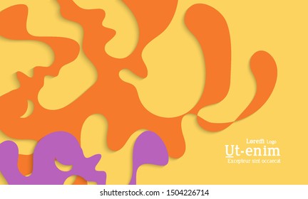 Abstract web templates with wavy cut out of paper layered shapes with realistic shadow. Social media web banner. Bright colored isolated. Overlapping paper cut shapes on gradient background.