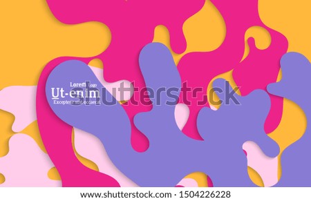 Abstract web templates with wavy cut out of paper layered shapes with realistic shadow. Social media web banner. Bright colored isolated. Overlapping paper cut shapes on gradient background.