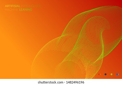 Abstract web templates with wavy dotted curvy futuristic shape. Social media web banner or landing page. 