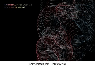 Abstract web templates with wavy dotted curvy futuristic shape. Social media web banner or landing page. 