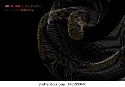 Abstract web templates with wavy dotted curvy futuristic shape. Social media web banner or landing page. 