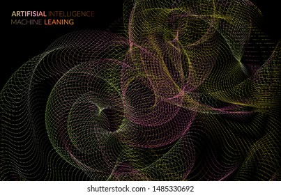 Abstract web templates with wavy dotted curvy futuristic shape. Social media web banner or landing page. 