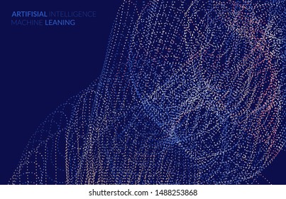Abstract web templates with wavy dotted curvy futuristic shape. Social media web banner or landing page. 