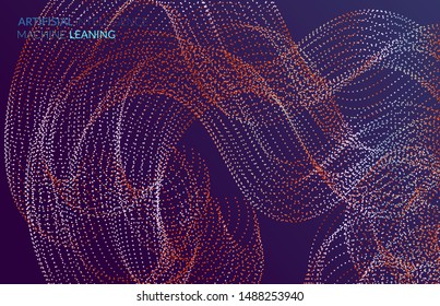 Abstract web templates with wavy dotted curvy futuristic shape. Social media web banner or landing page. 