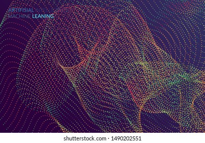 Abstract web templates with wavy dotted curvy futuristic shape. Social media web banner or landing page. 