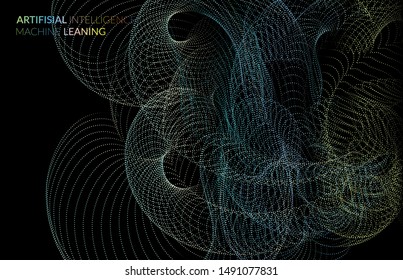 Abstract web templates with wavy dotted curvy futuristic shape. Social media web banner or landing page. 