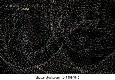 Abstract web templates with wavy dotted curvy futuristic shape. Social media web banner or landing page. 