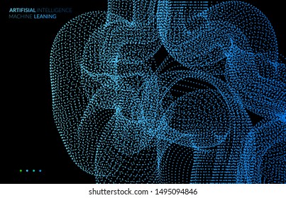 Abstract web templates with wavy dotted curvy futuristic shape. Social media web banner or landing page. 