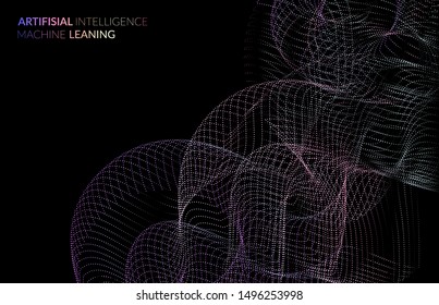 Abstract web templates with wavy dotted curvy futuristic shape. Social media web banner or landing page. 