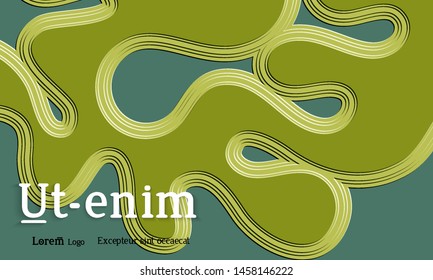 Abstract web templates with wavy embossed gradient shapes on colored background. Social media web banner or landing page. Abstract paper cut 3d layered topographic background.