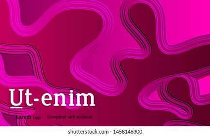 Abstract web templates with wavy embossed gradient shapes on gradient background. Social media web banner or landing page. Abstract paper cut 3d layered topographic background.