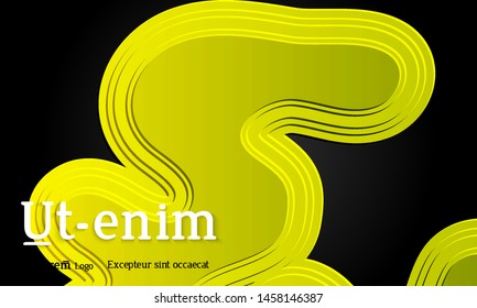 Abstract web templates with wavy embossed gradient shapes on black background. Social media web banner or landing page. Abstract paper cut 3d layered topographic background.