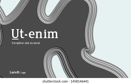 Abstract web templates with wavy embossed gradient shapes on colored background. Social media web banner or landing page. Abstract paper cut 3d layered topographic background.