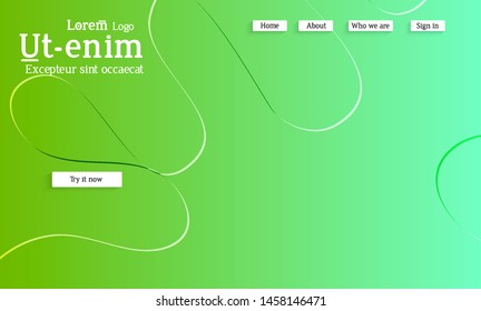 Abstract web templates with wavy embossed shapes on bright colored gradient background. Social media web banner or landing page. Fluid lighting effect with smooth liquid colors.