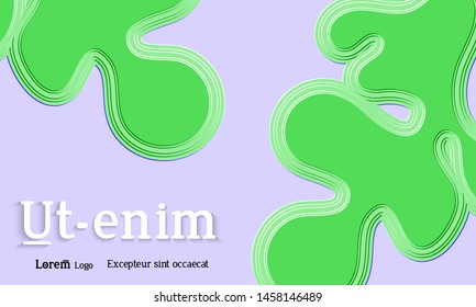 Abstract web templates with wavy embossed gradient shapes on gradient background. Social media web banner or landing page. Fluid lighting effect with smooth liquid colors.
