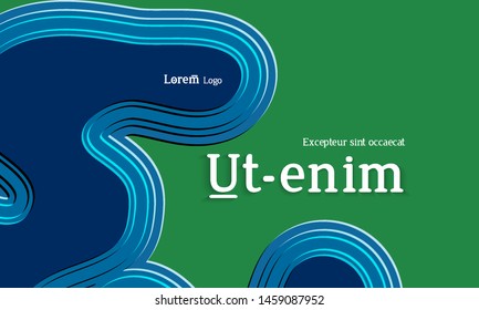 Abstract web templates with wavy embossed gradient shapes on colored background. Social media web banner or landing page. Abstract paper cut 3d layered topographic background.