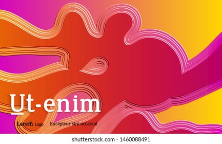 Abstract web templates with wavy embossed gradient shapes on gradient background. Social media web banner or landing page. Abstract paper cut 3d layered topographic background.