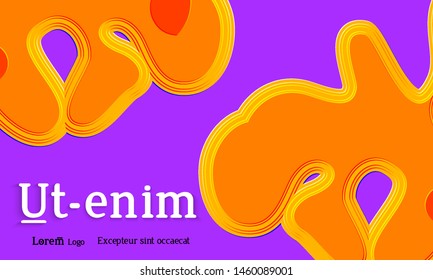 Abstract web templates with wavy embossed gradient shapes on gradient background. Social media web banner or landing page. Fluid lighting effect with smooth liquid colors.