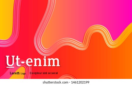 Abstract web templates with wavy embossed gradient shapes on gradient background. Social media web banner or landing page. Abstract paper cut 3d layered topographic background.