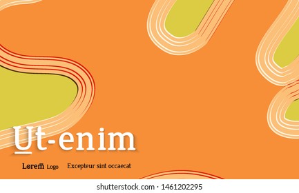 Abstract web templates with wavy embossed gradient shapes on colored background. Social media web banner or landing page. Abstract paper cut 3d layered topographic background.